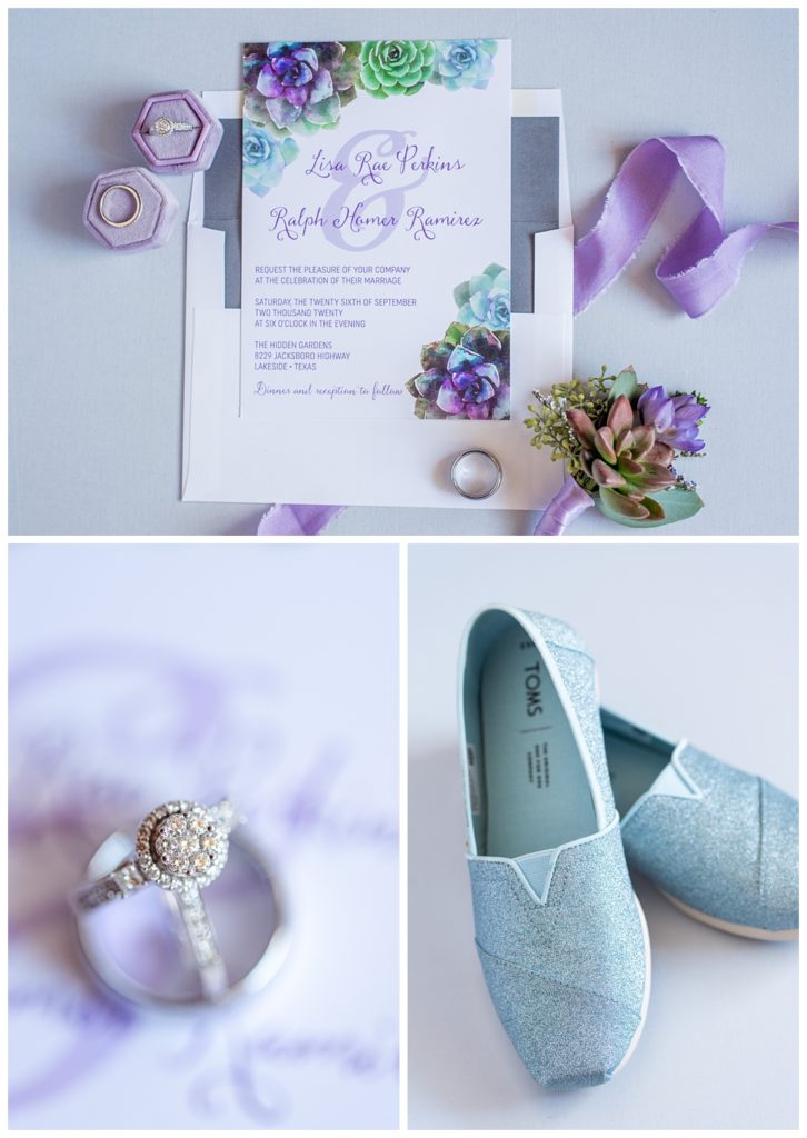 white and purple wedding invitations